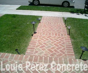 Brick Tile Staircase Next to a Lawn
